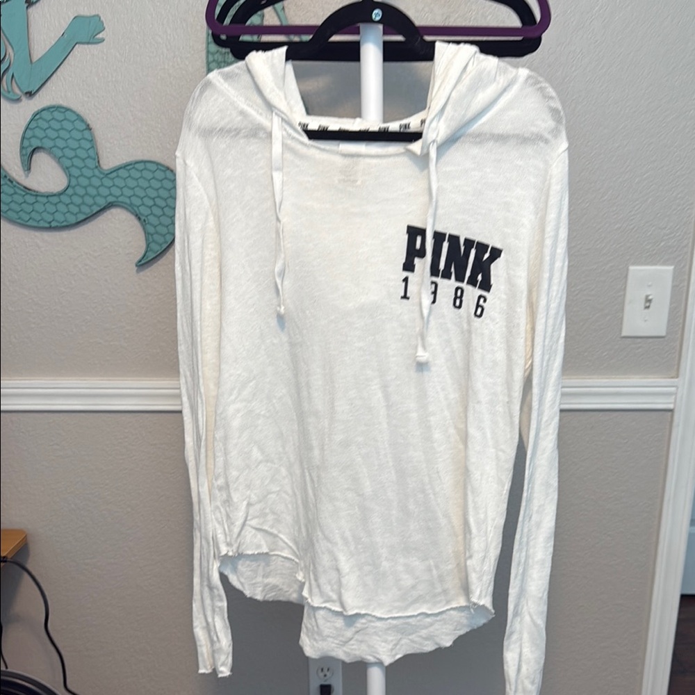 PINK Victoria's Secret Black Relaxed Hoodie thin knit material